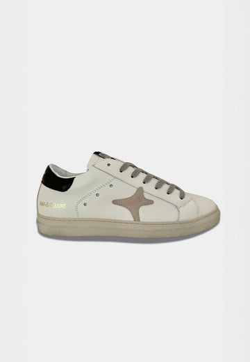 AMA BRAND SNEAKERS UOMO BIANCA TALLONE NERO STELLA CAMOSCIO GRIGIO - Shopaland